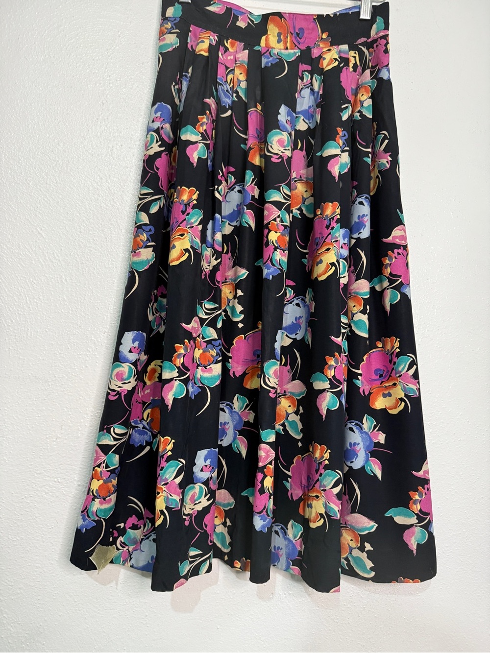 Emily St. John Black Floral A-Line Maxi Skirt - Multicolor Print. Sz 7/8. - Picture 7 of 7
